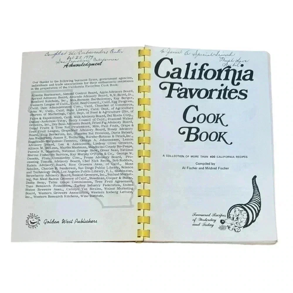 1979 California Favorites Cookbook First Edition